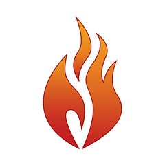 A  red flame-shaped vector design with smooth gradients and abstract curves.