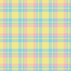 Seamless Pastel Yellow and Blue Plaid Design