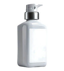 Fototapeta premium Elegant White Bottle with Tropical Decorations on transparent Background isolated