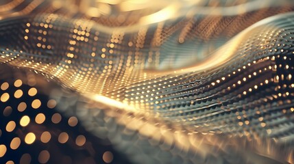 Abstract wave-like structure with shimmering light and texture.