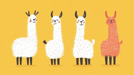 Cute Llama Flat Vector Illustration for Designs with Adorable and Playful Alpaca Character