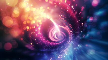 Obraz premium A vibrant, swirling vortex of light and color, suggesting motion and depth in a cosmic theme.