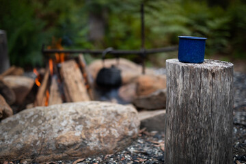 open fire flames boil kettle drink orange 