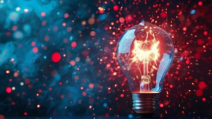 A lightbulb glows with internal sparks, symbolizing innovation and bright ideas