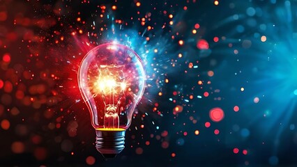 A lightbulb glows with internal sparks, symbolizing innovation and bright ideas