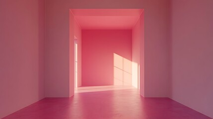 Sunlit Pink Room Interior Minimalist Design