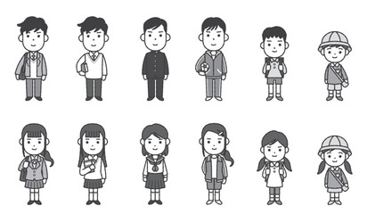 色々な世代の学生たちのイラスト