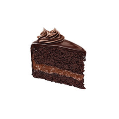Obraz premium Decadent Chocolate Cake Slice with Rich Frosting and Filling