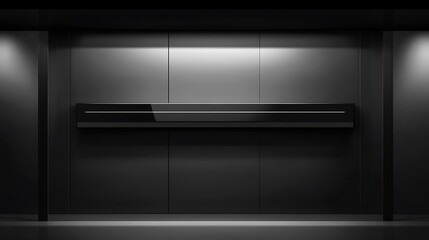 Fototapeta premium Minimalist Black Wall Display Shelf Interior Design
