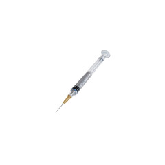Fototapeta premium Medical Syringe Isolated on Black Background for Healthcare Use