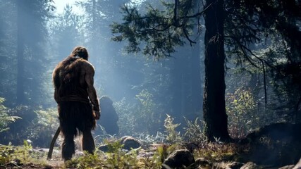 Majestic Bigfoot Walking Through a Misty Forest: A Glimpse of Nature's Grandeur