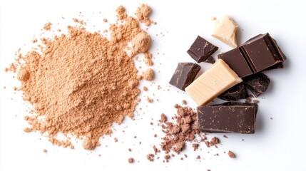 Fototapeta premium Exploring the rich flavors of cocoa powder and dark chocolate ingredients