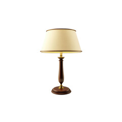 Fototapeta premium Elegant table lamp with beige shade and wooden base design