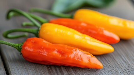 Brightly colored peppers showcase nature's vibrant palette in a rustic setting