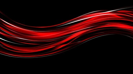 Abstract Red Wave Lines Dark Background Design