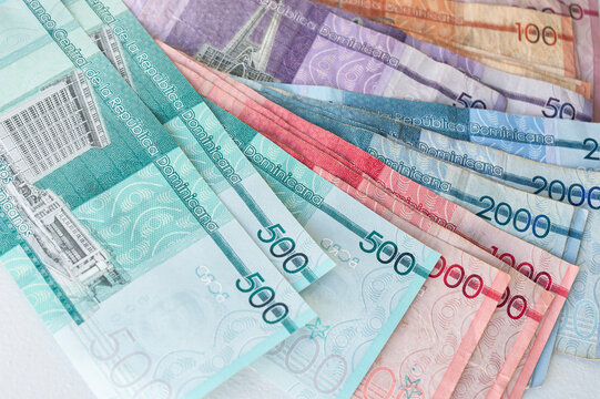 closeup of dominican peso bills