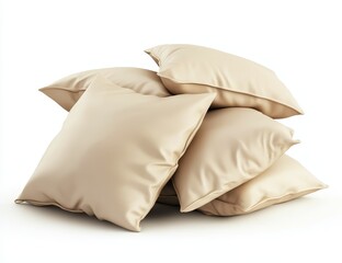 Naklejka premium Stack of beige pillows isolated on white.