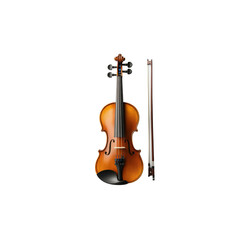 Fototapeta premium Classic Wooden Violin with Bow on a Simple Black Background