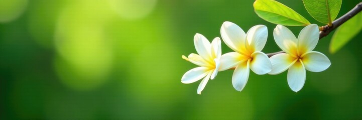 Naklejka premium Fragrant white blooms on ylang ylang tree branches, ylang ylang, nature