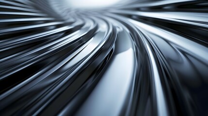 A close-up view of smooth, reflective metallic curves creating a dynamic, abstract composition.
