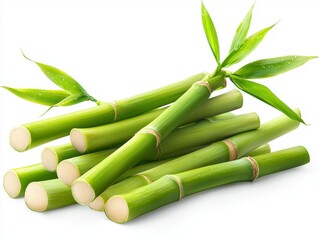 Obraz premium Fresh Green Bamboo Shoots with Leaves.