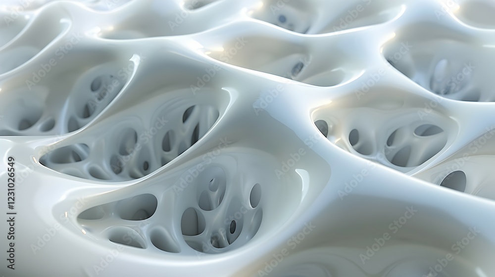 Fototapete abstract organic structure with smooth, interconnected forms and a glossy surface.