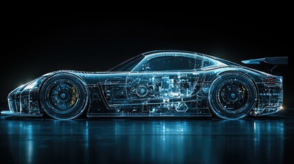 Futuristic Sports Car Design Showing Internal Components