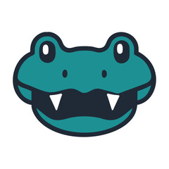 Fierce crocodile head tropical wildlife illustration