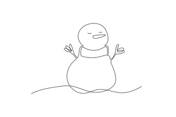 Cheerful character relaxing in a peaceful landscape enjoying a moment of joy