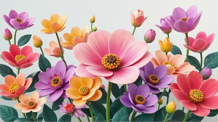 Fototapeta premium Pink and yellow flowers.