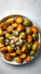 roasted Brussels sprouts with parmesan cheese and garlic,  food styling,  roasted
