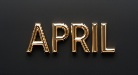 april word gold metallic shiny lettering on plain black background