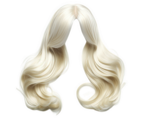 Platinum blonde wig with flowing waves, perfect for styling and fashion. This luxurious hairpiece adds elegance and versatility to any look