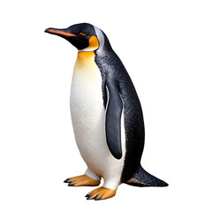 Fototapeta premium Adorable penguin standing upright with flippers slightly spread, isolated on a clean PNG background, featuring its unique stance and charming appearance, perfect for winter animal scenes, educational 