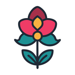 Exotic rainforest flower botanical illustration