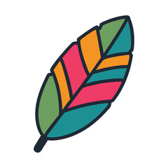 Colorful tropical feather exotic bird plumage illustration