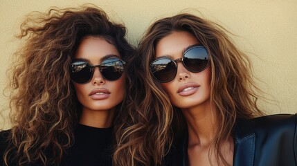 Sisters showcase bold street style with chic sunglasses and flowing hair