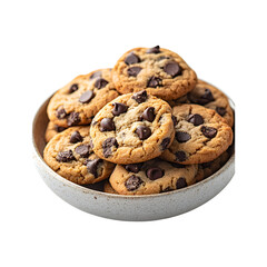 Perfectly Baked Chocolate Chip Cookies Isolated on Transparent Background