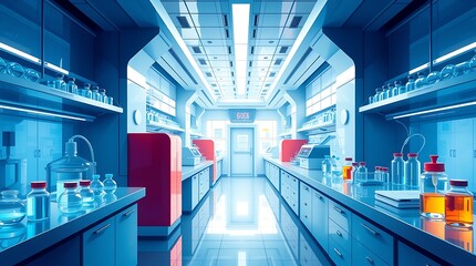 Fototapeta premium modern laboratory illustration, futuristic laboratory. health research