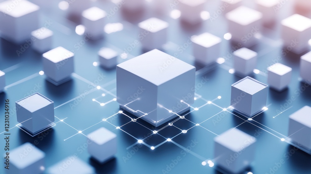 Wall mural interconnected data cubes forming a complex network