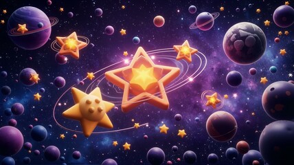 Fototapeta premium Starry sky with planets and stars.