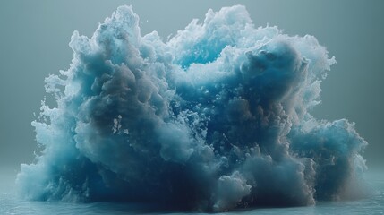 Soft Blue Cloud Formation against Calm Background in Studio Light