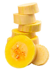 piece of juicy orange pumpkin, sliced ​​pumpkin on transparent , png. cooking, food,