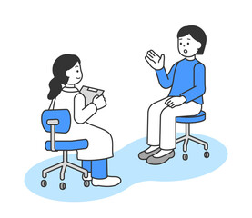 診察する女性医師と患者のイラスト　ベクター
