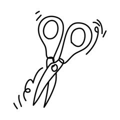 Line art drawing of a pair of scissors, symbolizing creativity, crafting, and hands on learning
