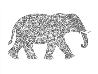 Intricate Elephant Design with Floral Patterns and Artistic Touches