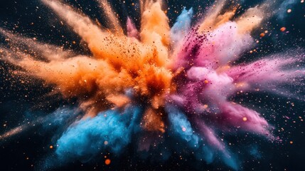 Explosion of Colorful Powder in Dynamic Cloud Abstract Art
