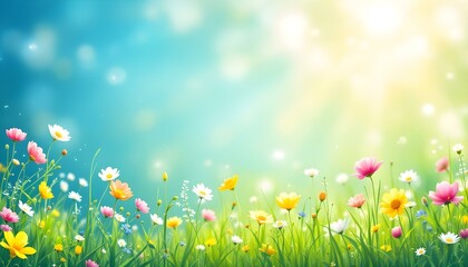 Vibrant Spring Flowers Meadow Nature Background Image