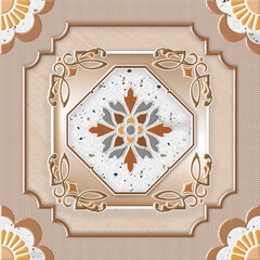 floral frame, a decorative design with brown colour for floor tiles