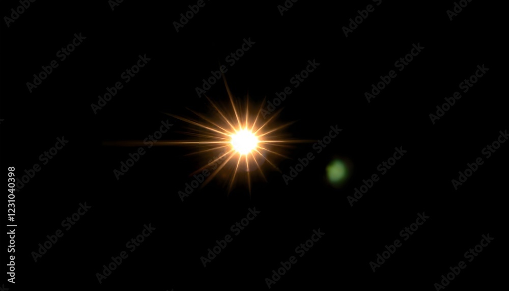 Poster sun rays on a black background, isolated to create a dramatic effect, perfect for design overlays